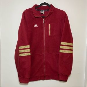 Vintage Adidas Full-Zip Fleece Red Sweater Sz M